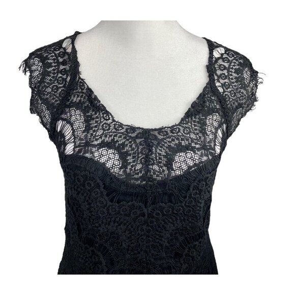 INTIMATELY Free People Women Peekaboo Dress Size XS Black Cap Sleeve Crocheted - Picture 6 of 13